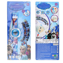 Load image into Gallery viewer, 3D Projection Princess Elsa Children Watches Kids Cartoon Pattern Spiderman Iron Boys Watch Child Digital Wristwatches Relogio
