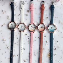 Load image into Gallery viewer, Gradient Jelly Color Cute Dial Watch Leather Strap Fashion Wild Literary Women Girls Student Wrist Watches Gift
