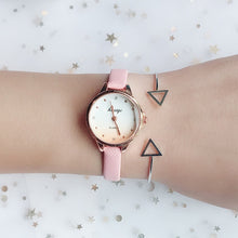 Load image into Gallery viewer, Gradient Jelly Color Cute Dial Watch Leather Strap Fashion Wild Literary Women Girls Student Wrist Watches Gift
