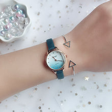 Load image into Gallery viewer, Gradient Jelly Color Cute Dial Watch Leather Strap Fashion Wild Literary Women Girls Student Wrist Watches Gift
