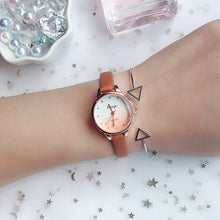 Load image into Gallery viewer, Gradient Jelly Color Cute Dial Watch Leather Strap Fashion Wild Literary Women Girls Student Wrist Watches Gift
